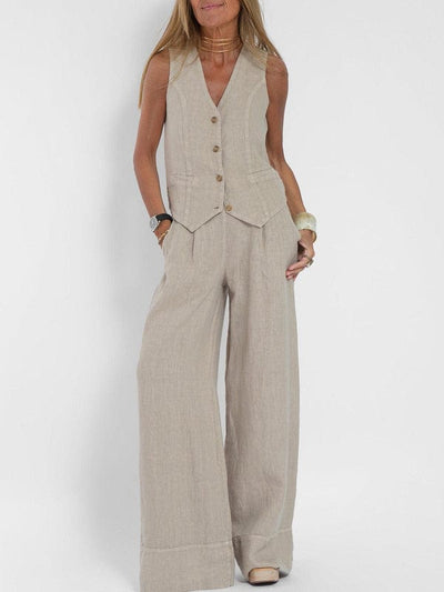 Selena – Sleeveless Vest & Wide-Leg Trousers Set