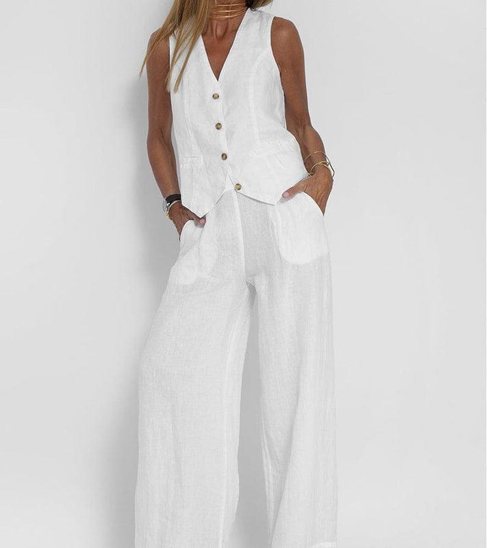 Selena – Sleeveless Vest & Wide-Leg Trousers Set