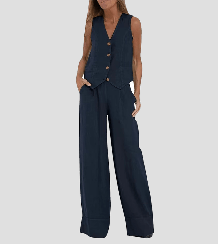 Selena – Sleeveless Vest & Wide-Leg Trousers Set