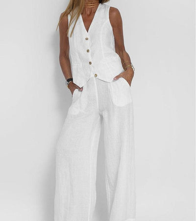 Selena – Sleeveless Vest & Wide-Leg Trousers Set