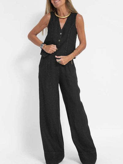 Selena – Sleeveless Vest & Wide-Leg Trousers Set