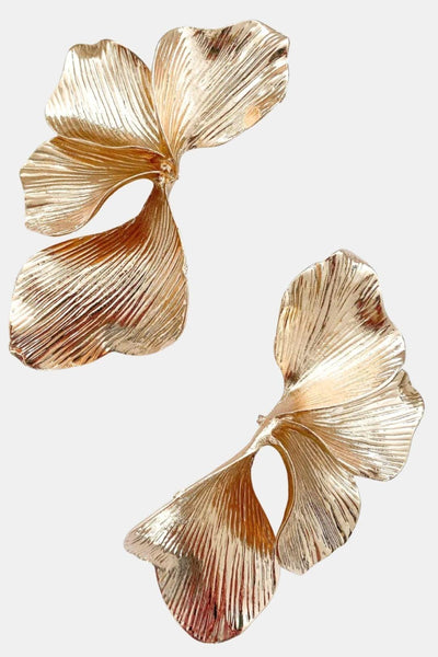 Selena – Gold Statement Leaf Earrings