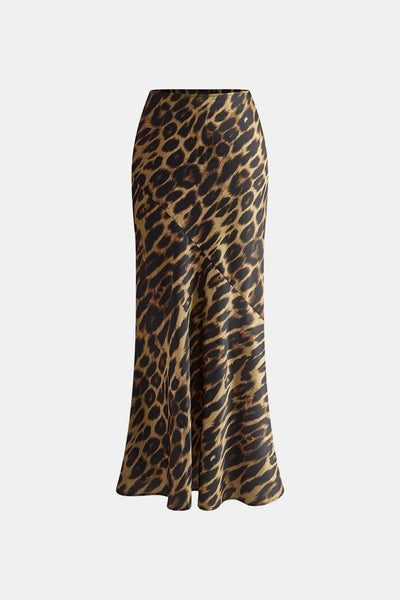 Selva – Slim Leopard Print Maxi Skirt
