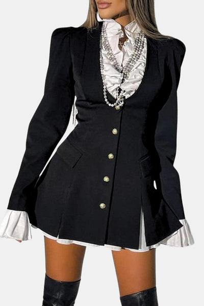 Selvanna – Long Sleeve Ruffle Mini Shirt Dress
