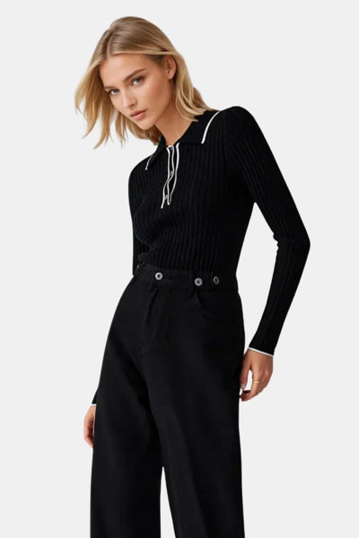 Serafina – Old Money Aesthetic Polo Knit Top