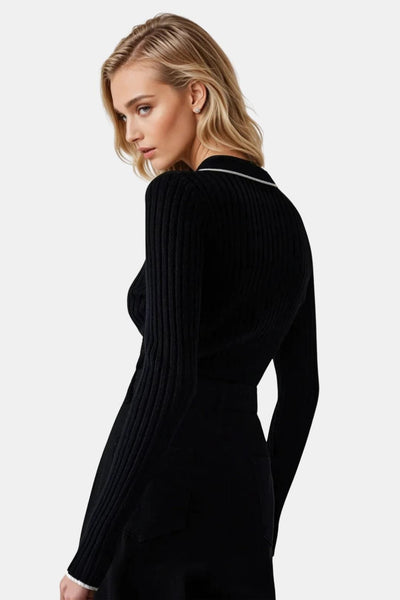 Serafina – Old Money Aesthetic Polo Knit Top