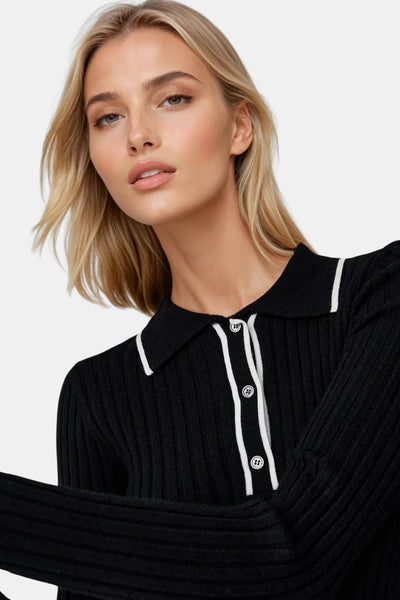 Serafina – Old Money Aesthetic Polo Knit Top