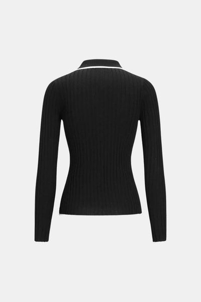 Serafina – Old Money Aesthetic Polo Knit Top