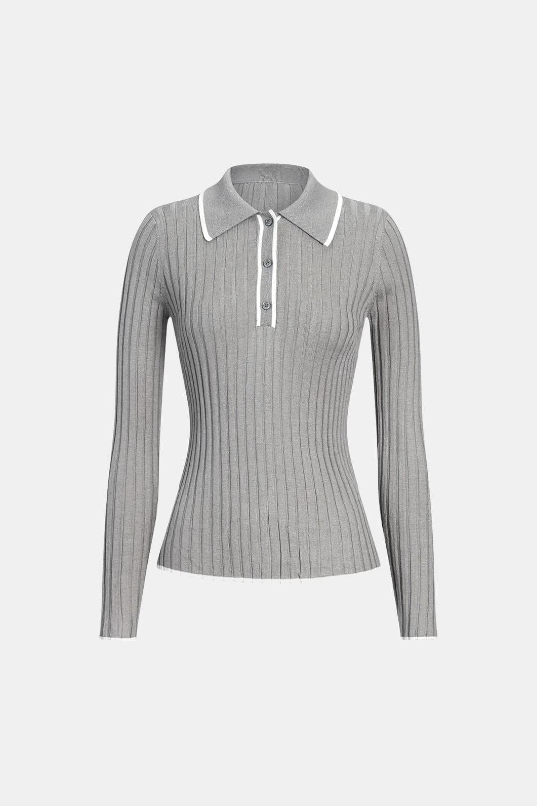 Serafina – Old Money Aesthetic Polo Knit Top