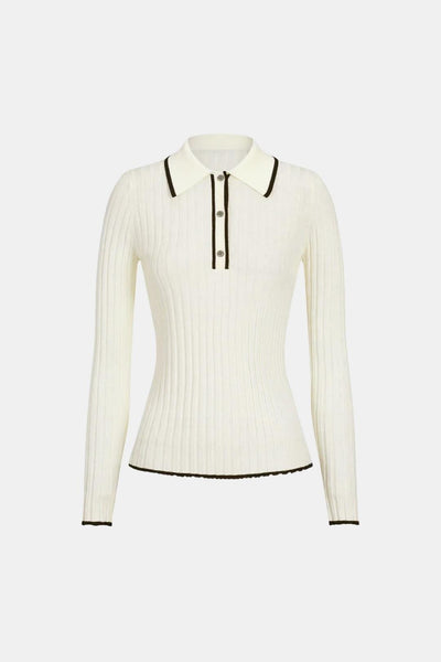 Serafina – Old Money Aesthetic Polo Knit Top