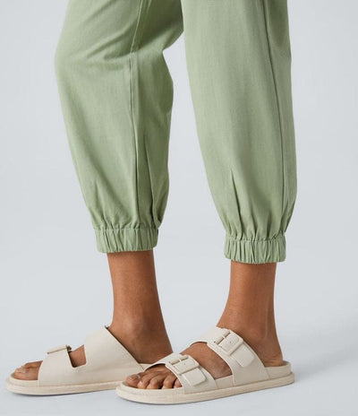 Ayesha – Button Zipper Casual Joggers in Green