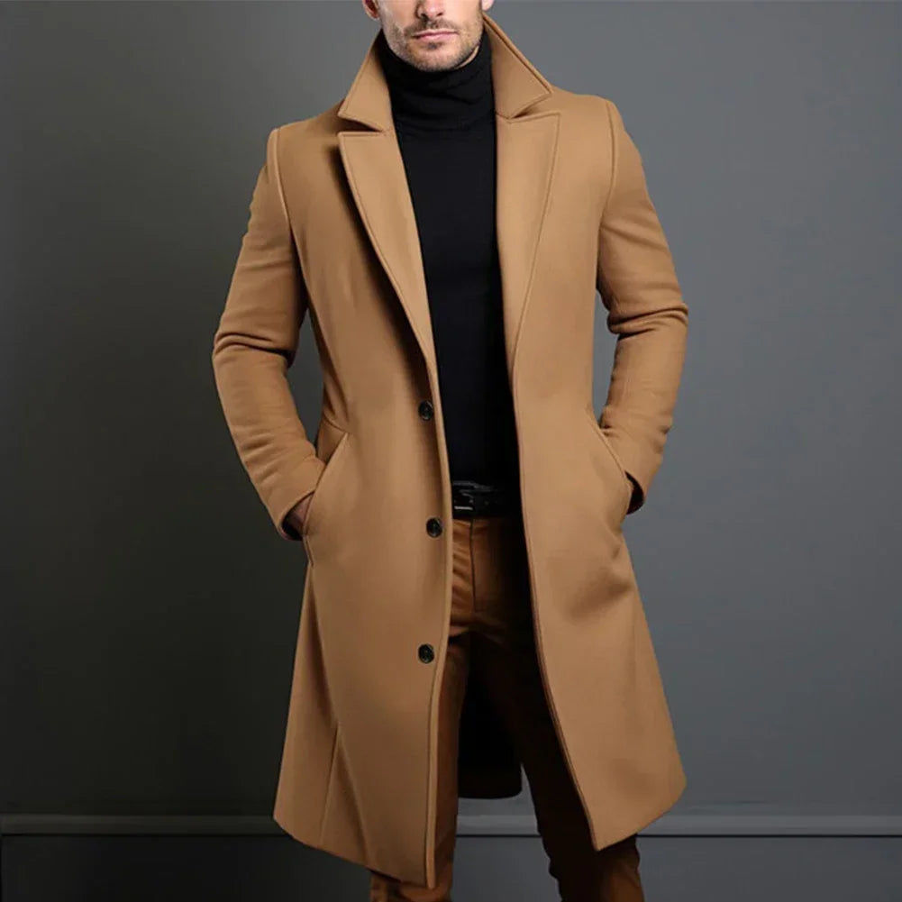 Classic Long Overcoat | Wool Blend | Sleek and Warm