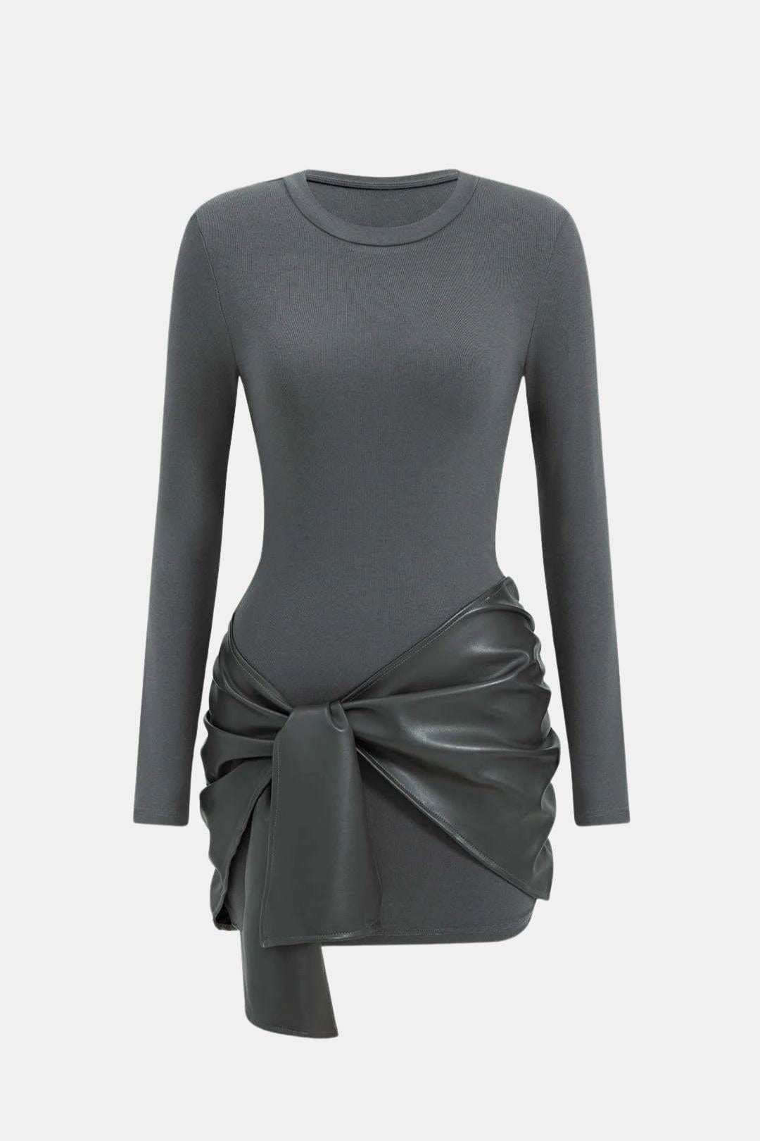 Shaira – Faux Leather Patchwork Mini Dress