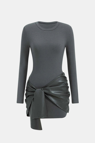 Shaira – Faux Leather Patchwork Mini Dress