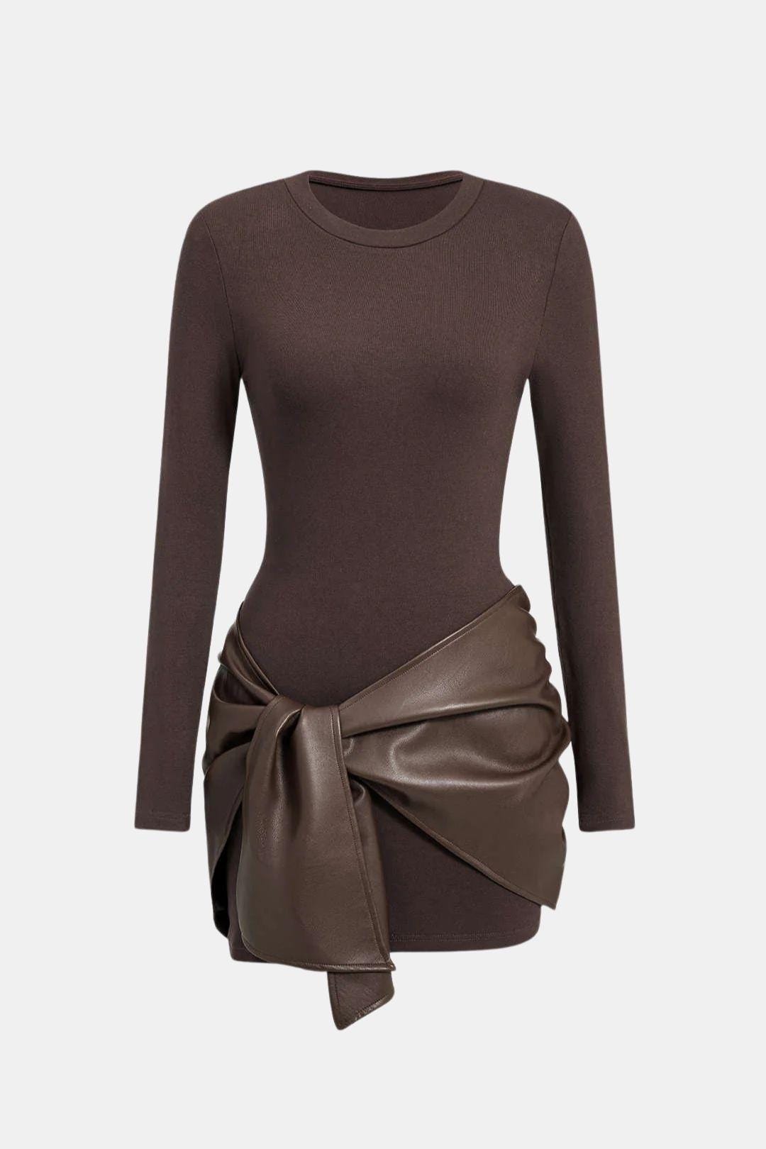 Shaira – Faux Leather Patchwork Mini Dress