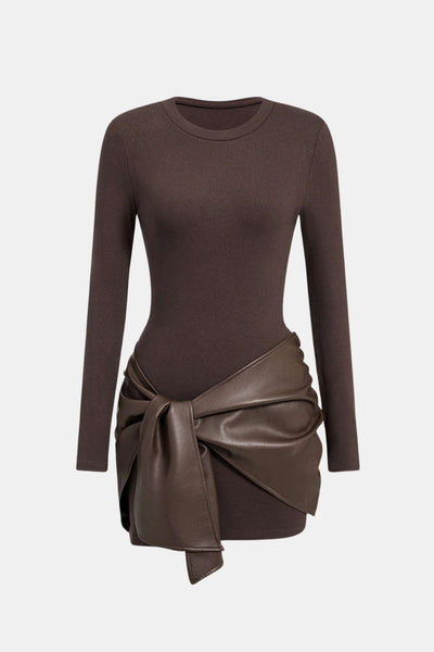 Shaira – Faux Leather Patchwork Mini Dress