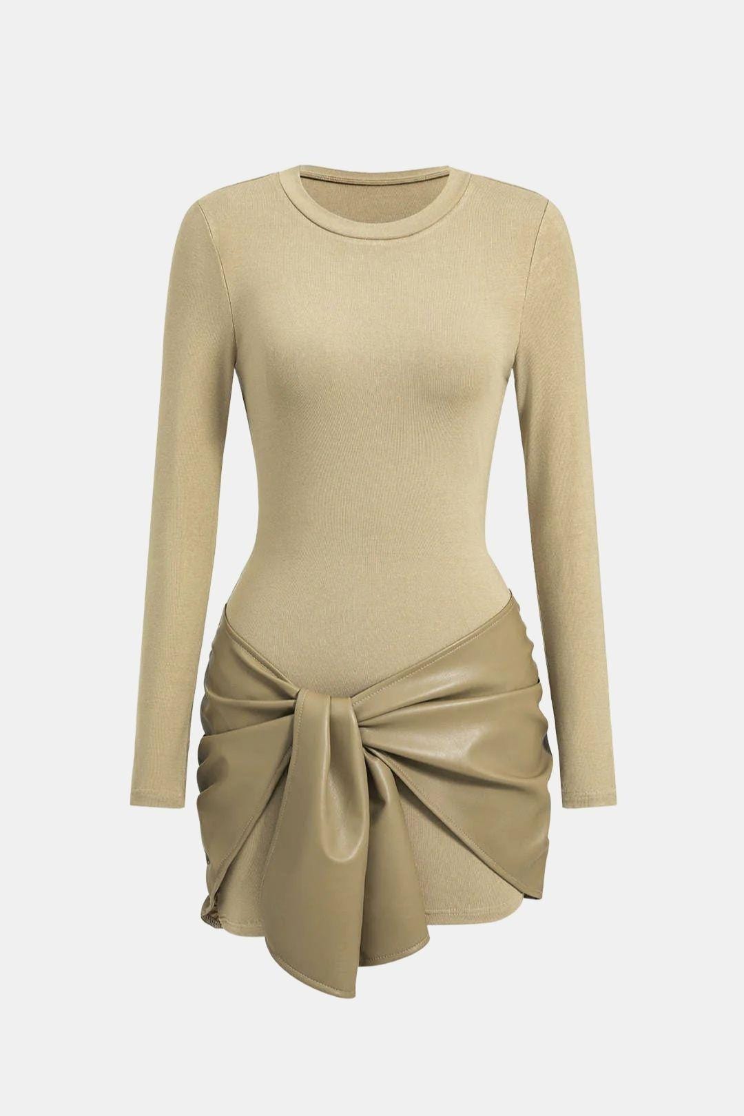 Shaira – Faux Leather Patchwork Mini Dress