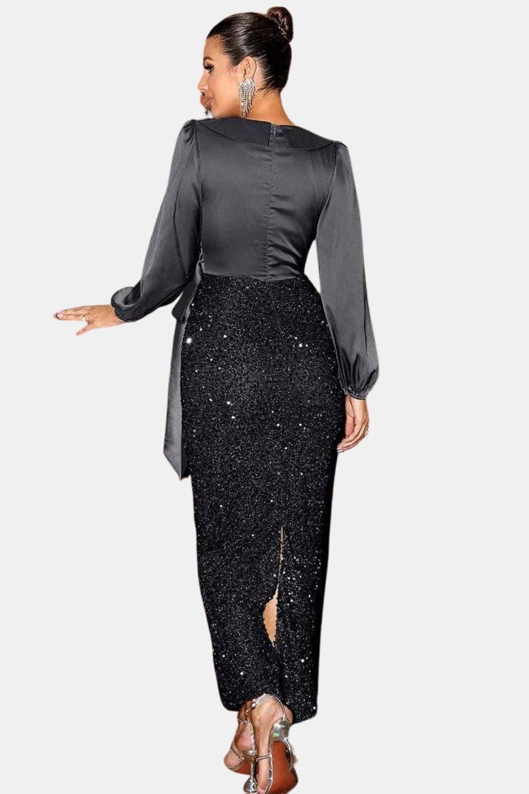 Sofie - Wrap Panel Sequin Formal Dress