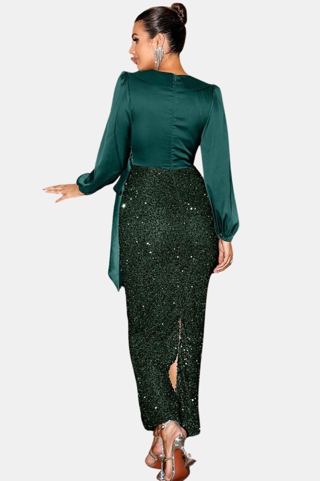 Sofie - Wrap Panel Sequin Formal Dress