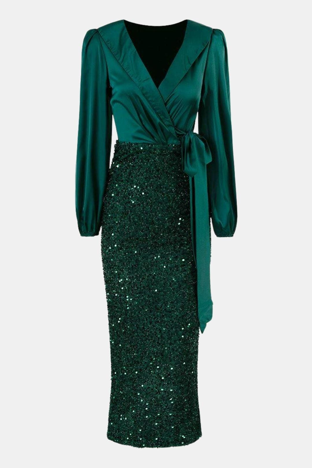 Sofie - Wrap Panel Sequin Formal Dress