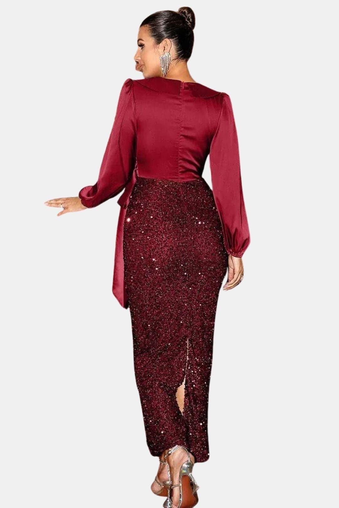 Sofie - Wrap Panel Sequin Formal Dress