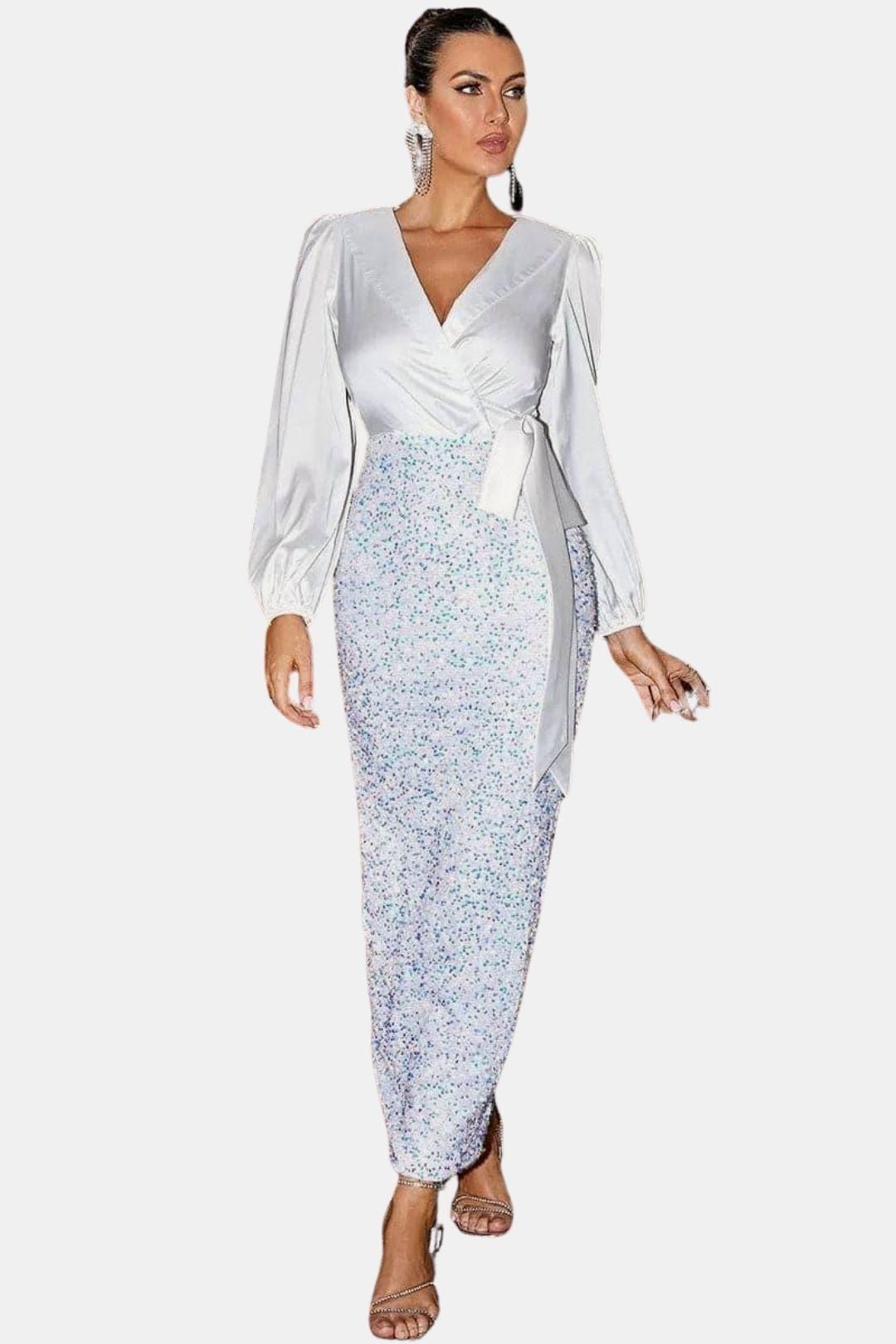 Sofie - Wrap Panel Sequin Formal Dress