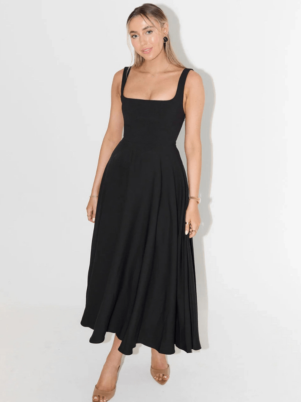 the nour midi dress Square Neck Midi Dress  Modesia
