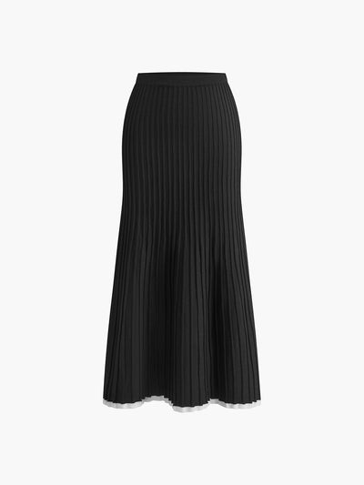 Selina – Minimalist Sweater Skirt Set | Chic Contrast Trim