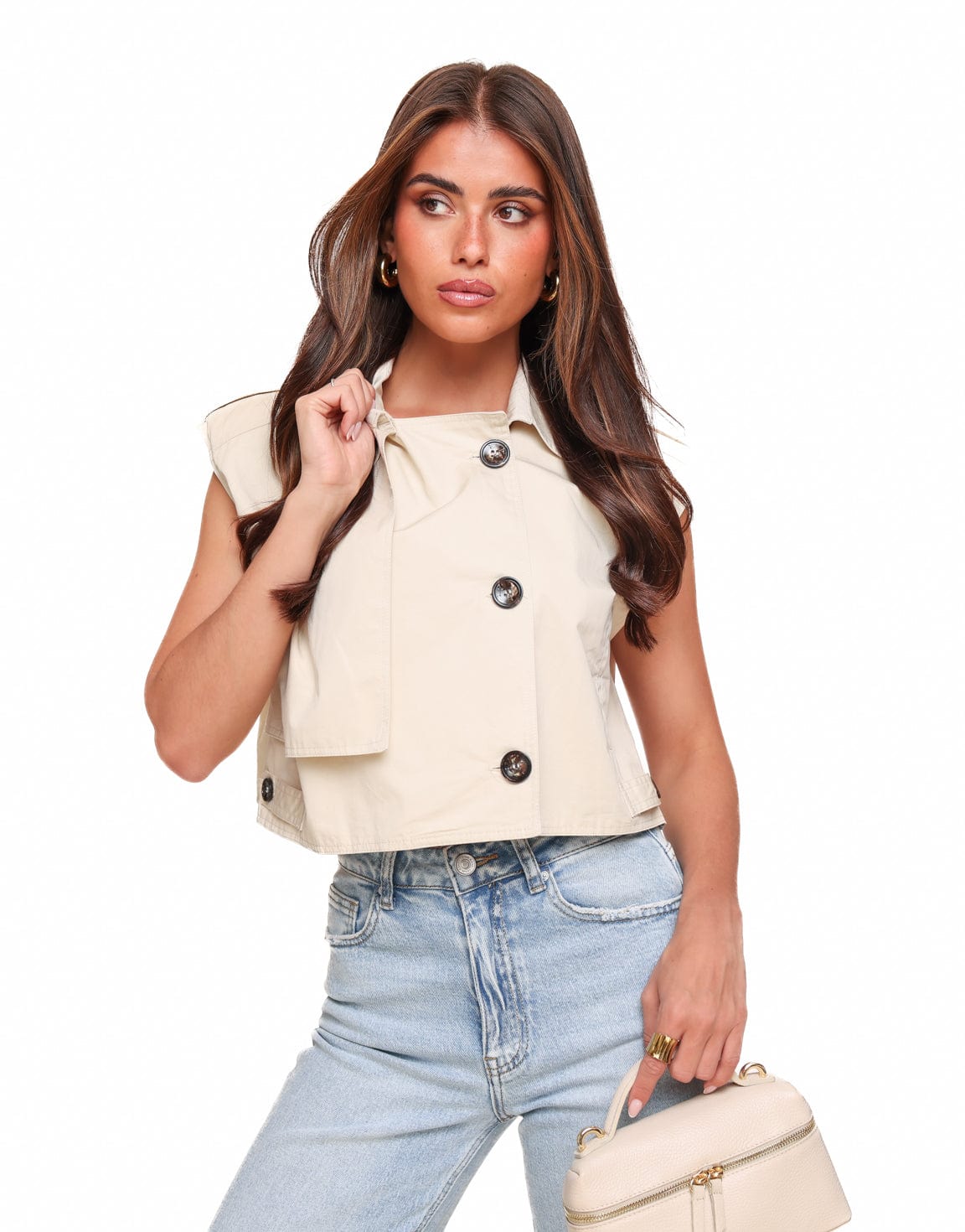 Lula – Cropped Trench Top | Sleeveless with Button Detailing