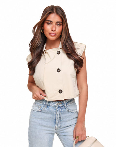 Lula – Cropped Trench Top | Sleeveless with Button Detailing