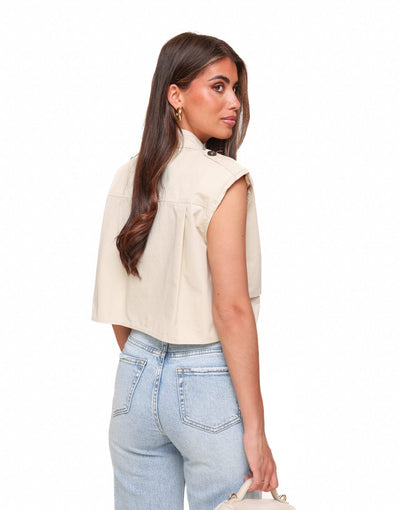 Lula – Cropped Trench Top | Sleeveless with Button Detailing