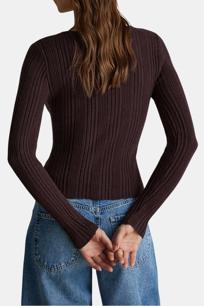 Sutton – Solid Knit Button Long-Sleeve Top