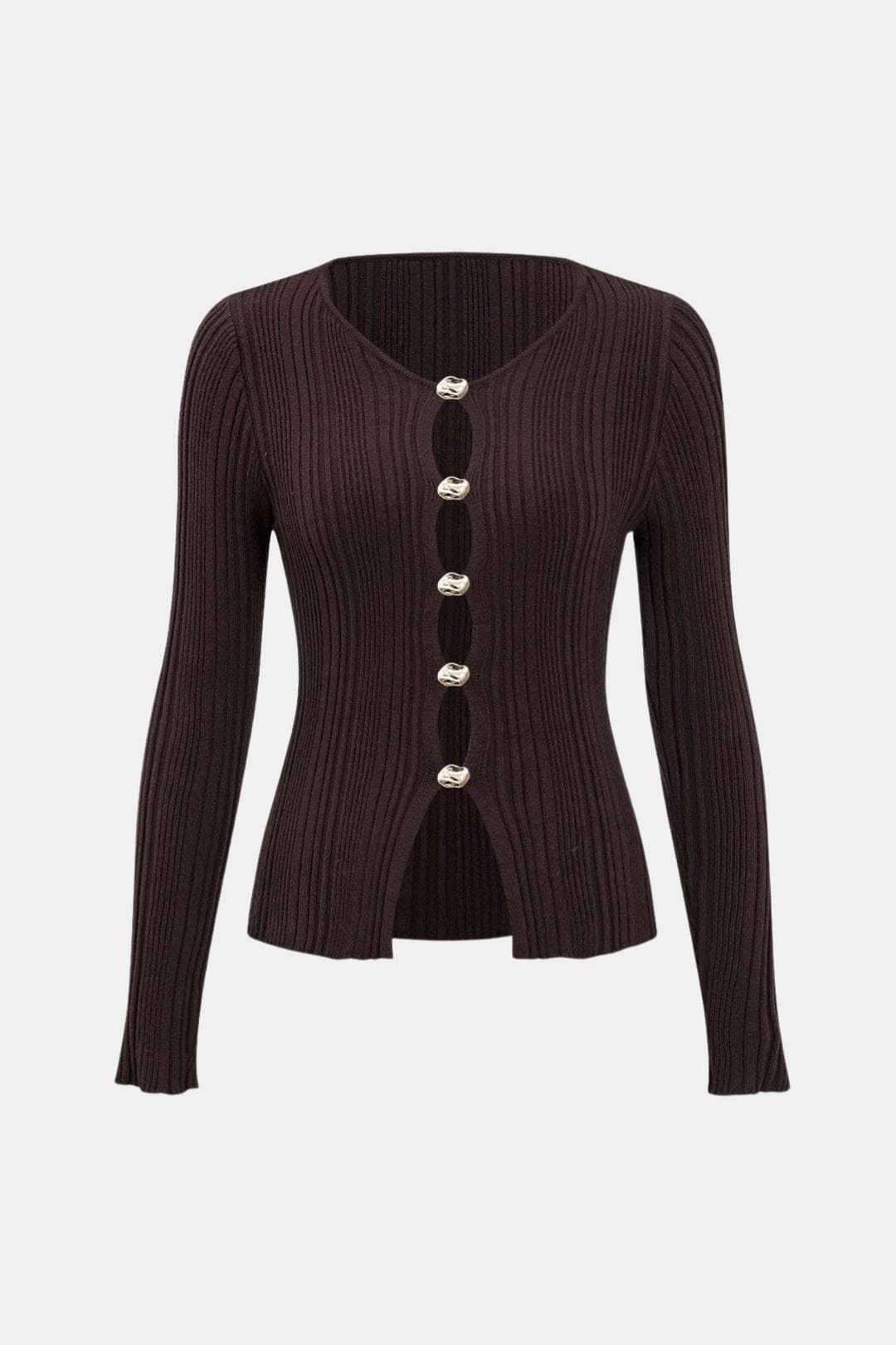 Sutton – Solid Knit Button Long-Sleeve Top