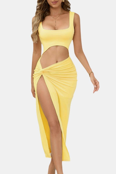 Sylvanna – Twist Front Cut Out Midi Dress