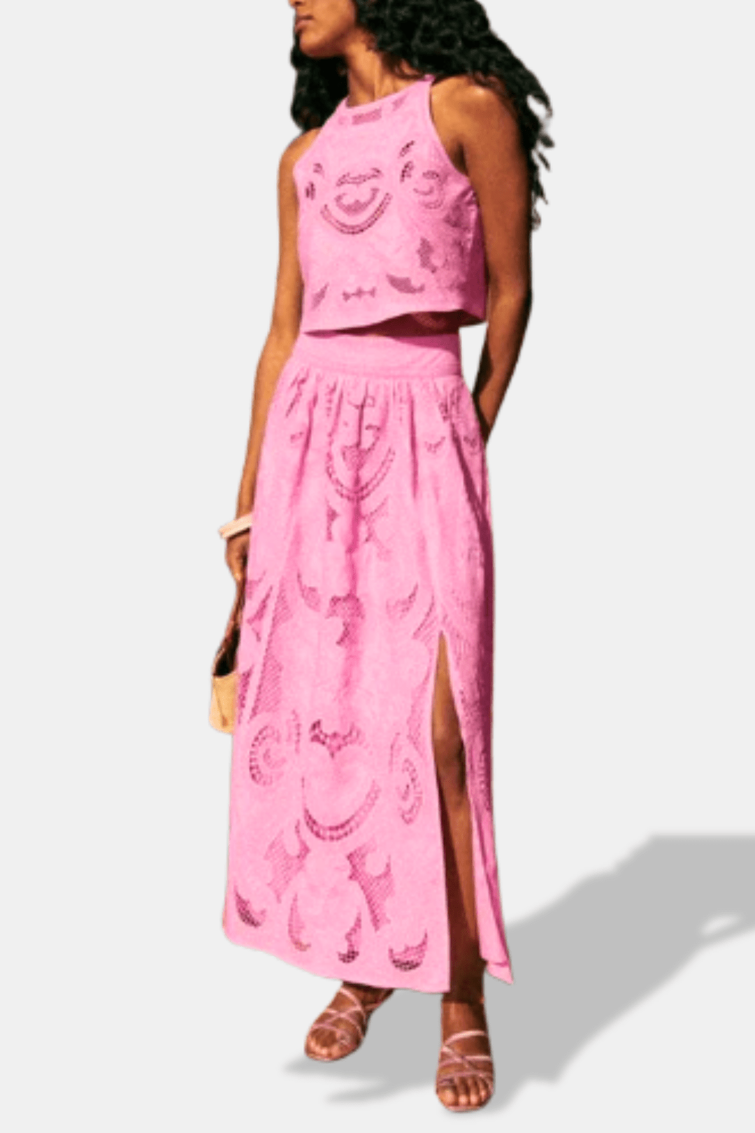 Talia – Sleeveless Hollow Lace Crop Top