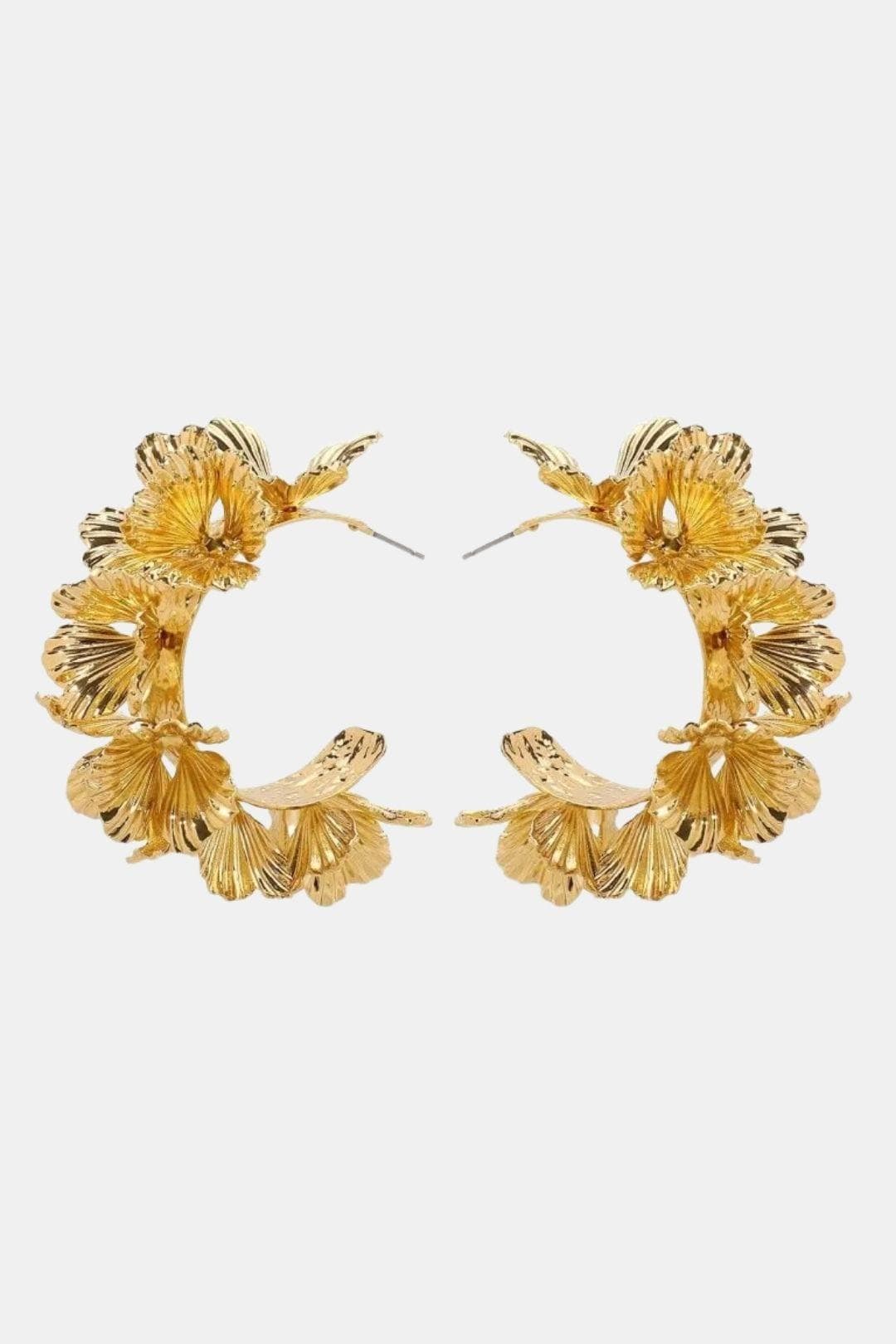 Thalia – Gold Multi-Layer Floral Hoop Earrings