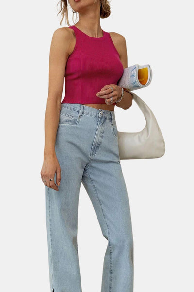 Trina – Solid Ribbed Knitted Top