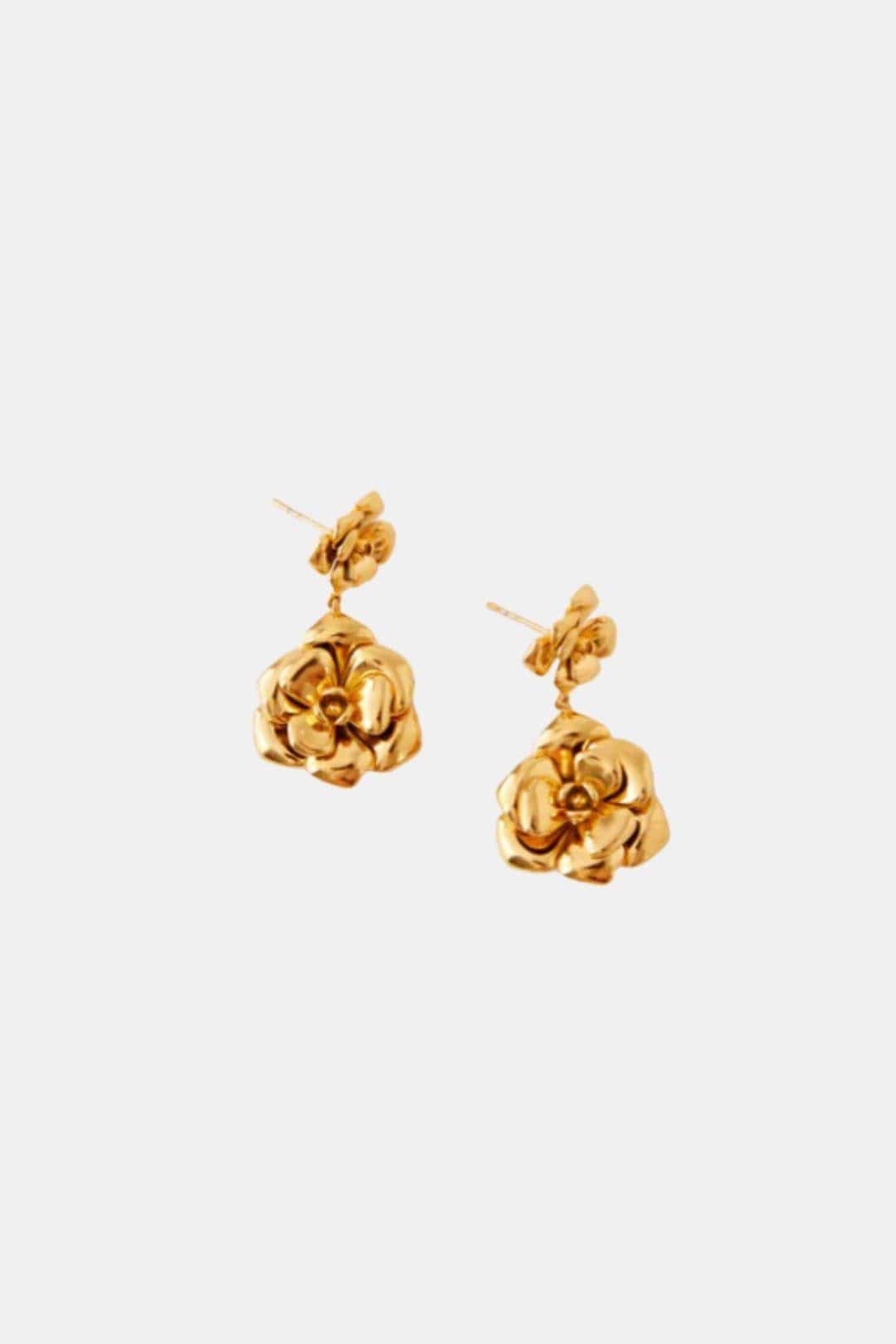 Trisha – Gold Floral Drop Earrings