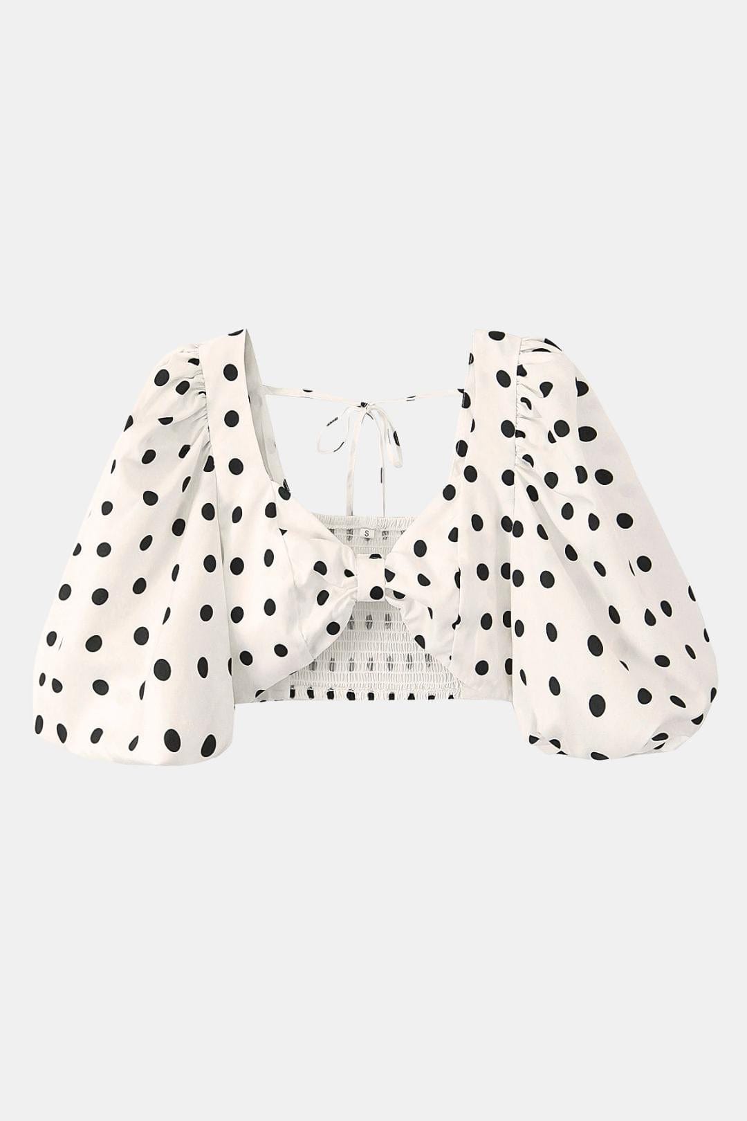 Valenca - Polka Dot Puff Sleeve Maxi Cocktail Dress Set