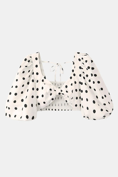 Valenca - Polka Dot Puff Sleeve Maxi Cocktail Dress Set