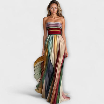 Valeria – Strapless Pleated Maxi Dress