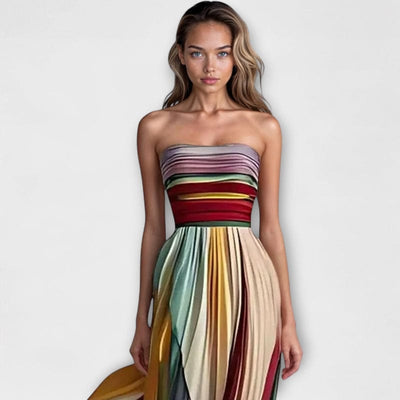 Valeria – Strapless Pleated Maxi Dress