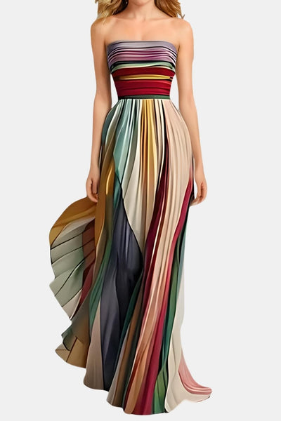 Valeria – Strapless Pleated Maxi Dress