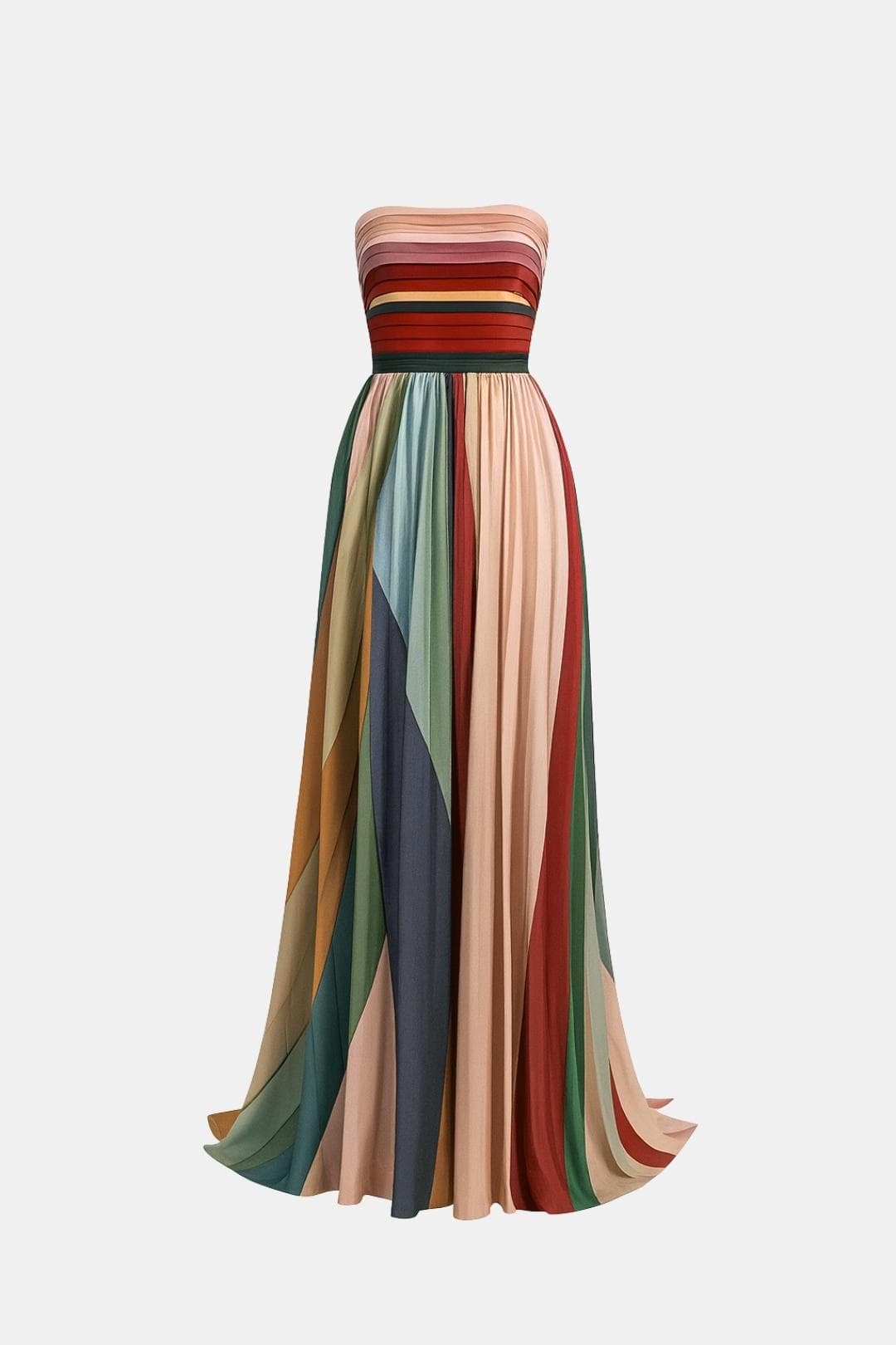 Valeria – Strapless Pleated Maxi Dress