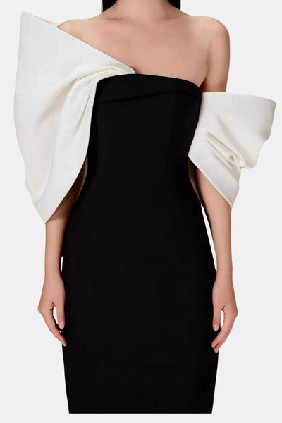 Valessia – Bowknot Contrast Midi Dress