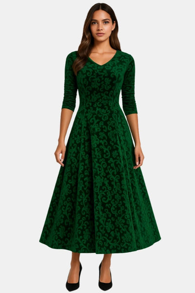 Velmira – Velvet Maxi Dress with Lace Detail