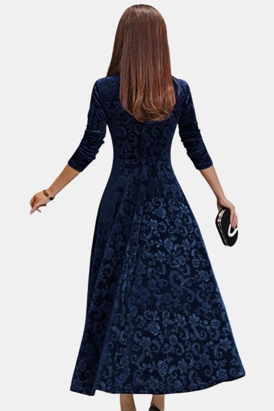 Velmira – Velvet Maxi Dress with Lace Detail