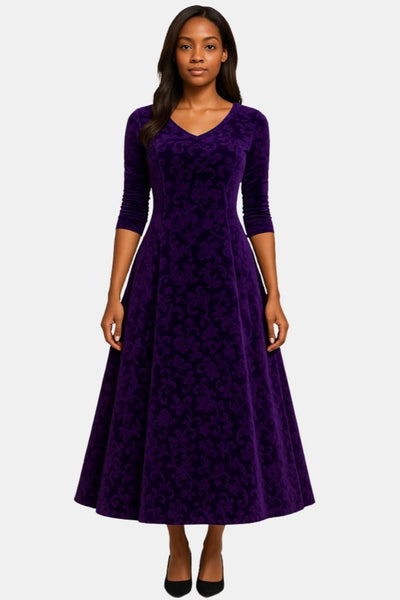 Velmira – Velvet Maxi Dress with Lace Detail