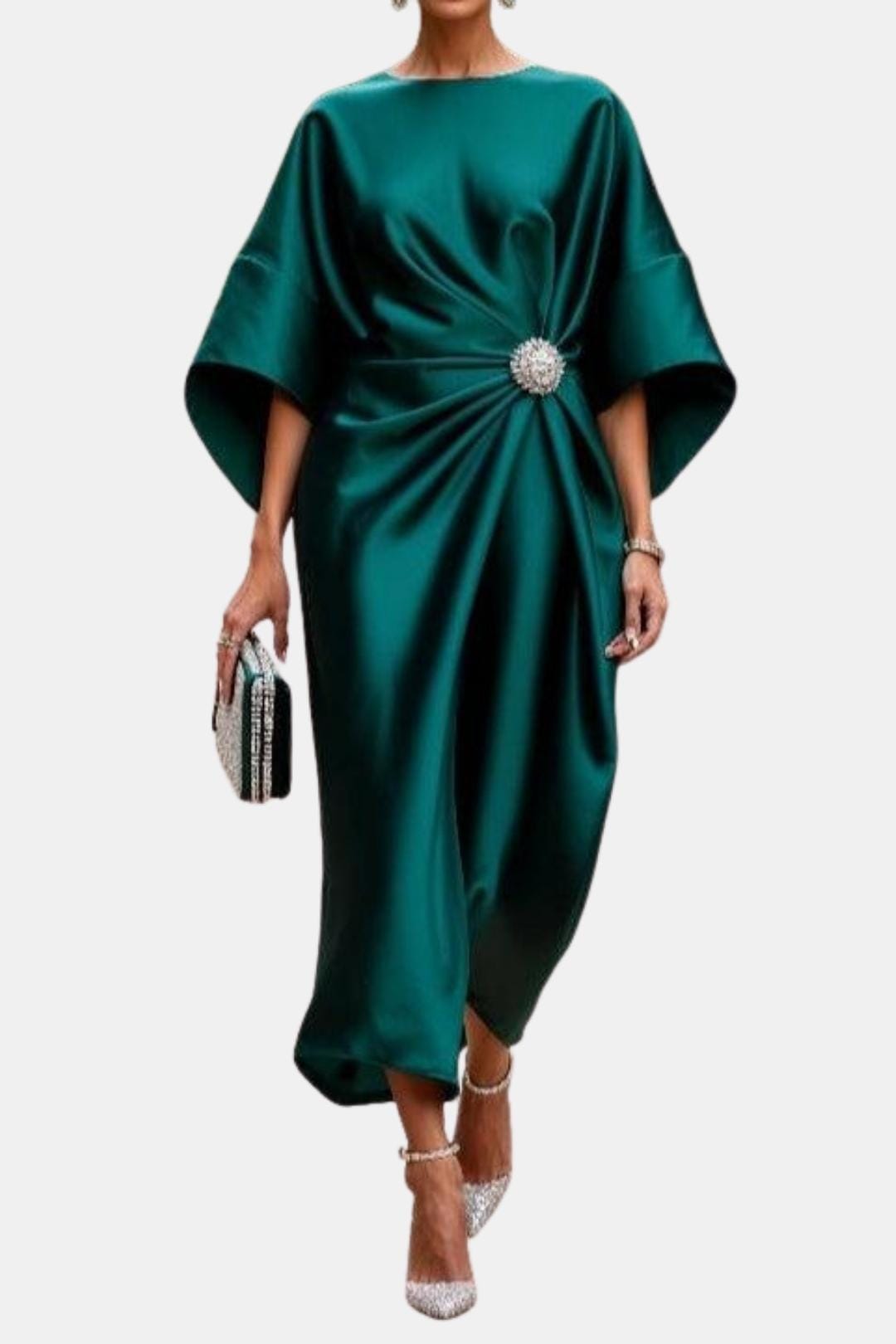 Verbera - Wide Sleeve Satin Maxi Dress