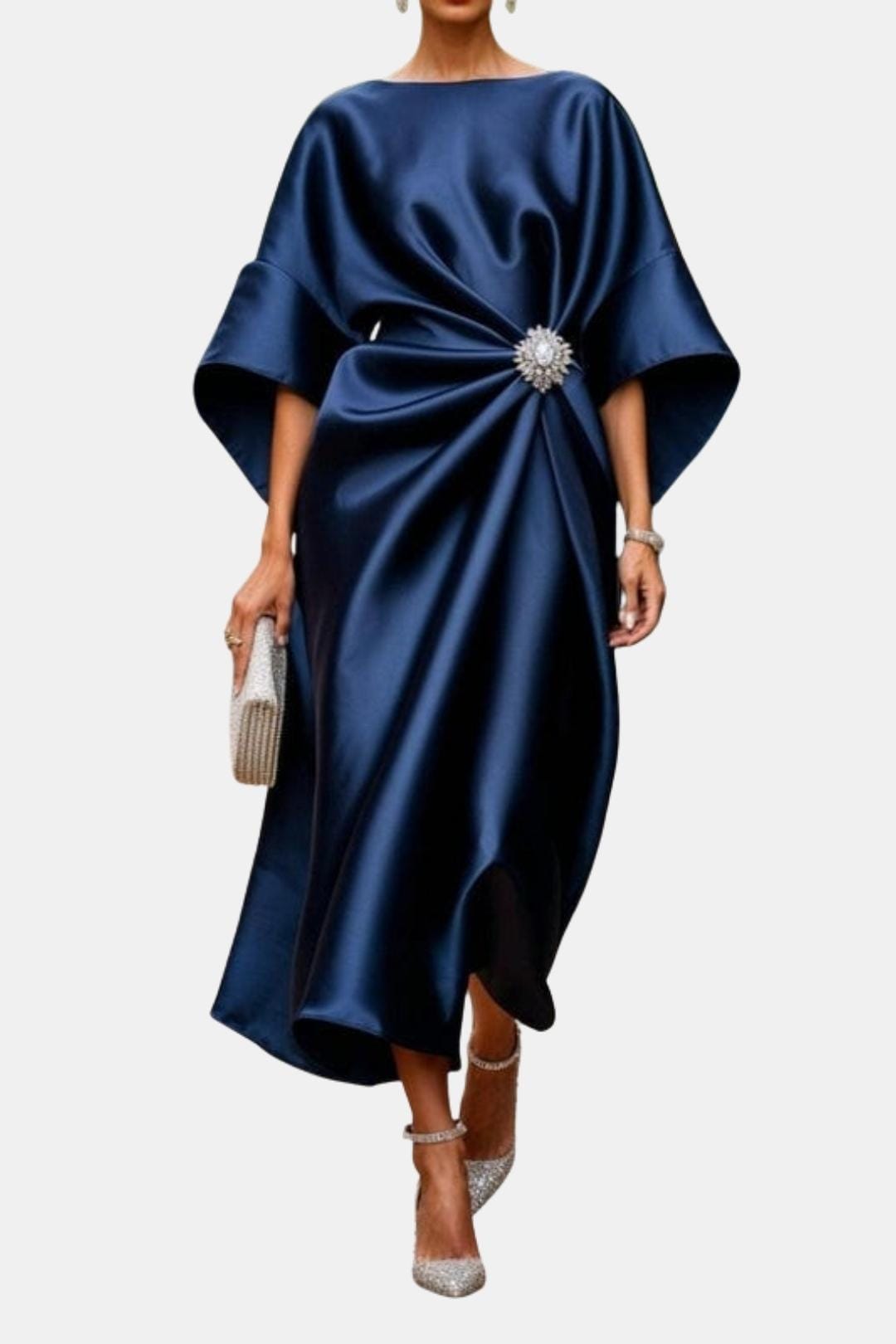 Verbera - Wide Sleeve Satin Maxi Dress